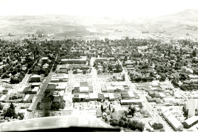 Aerial view of Moscow, Idaho looking east