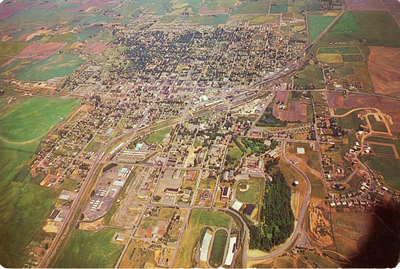 Aerial view of Moscow, Idaho in color
