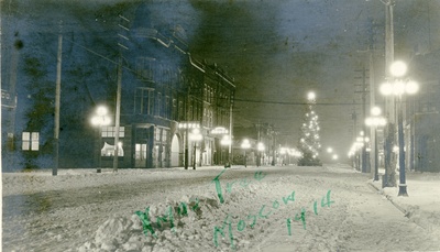 Christmas on Main Street in Snow
