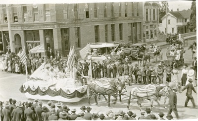 Flags and Floats on 4th of July Postcard
