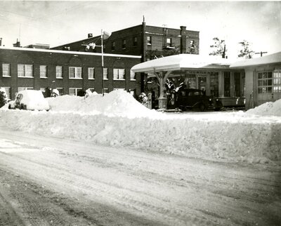Mobil Gas Station in the Snow