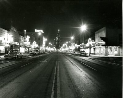 Decorated Christmas Tree On Main Street