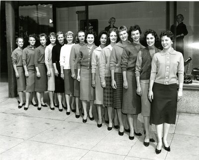 Young Women Models in Front of David's Department Store