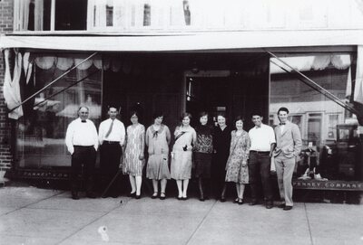 J. C. Penney building exterior and employees