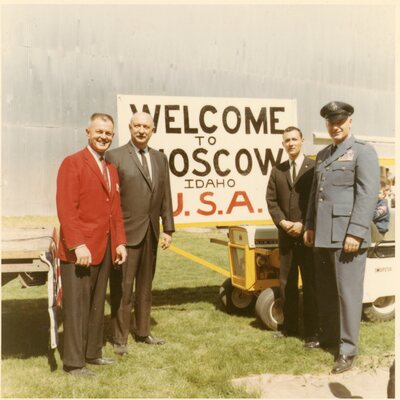 Welcome to Moscow sign at airport