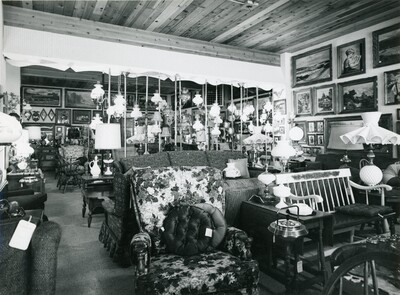 Light Fixtures and couches at The Maple Shop