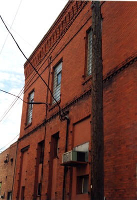 Brick building on alley