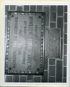 Moscow High School dedication plaques to Dr. Meurman