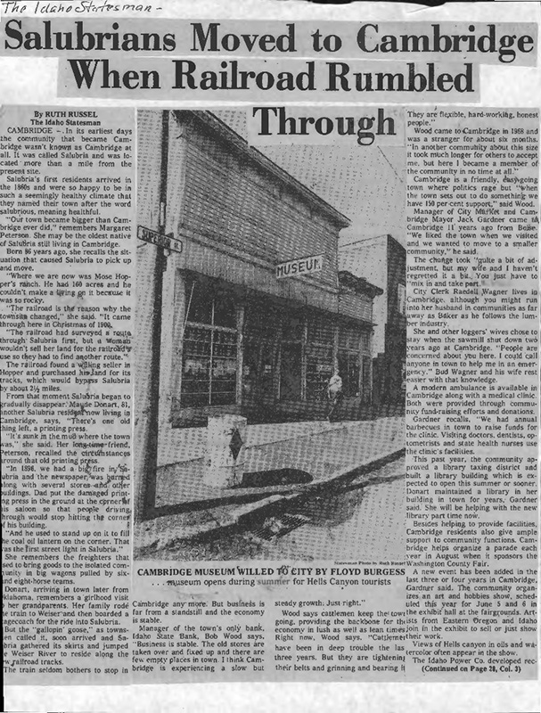 Cambridge, Idaho Folder McCall Public Library Collection