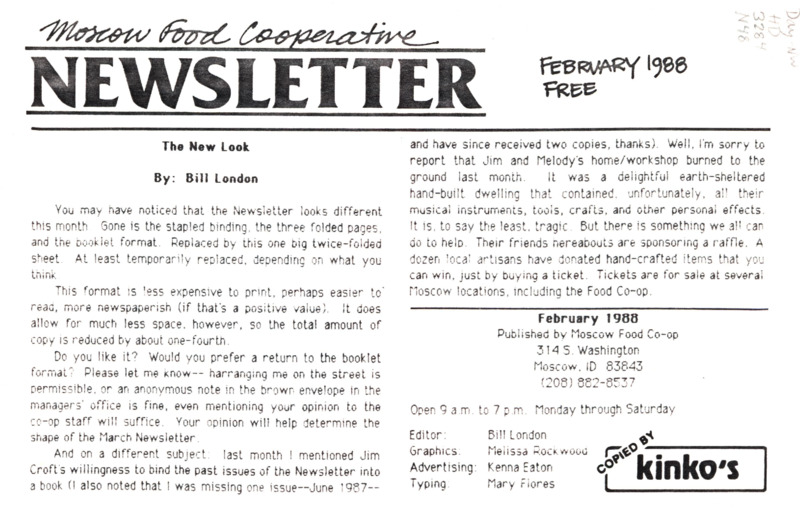 Newsletter February 1988