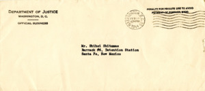 item thumbnail for Letter to Shihei (George) Shitamae from the Department of Justice