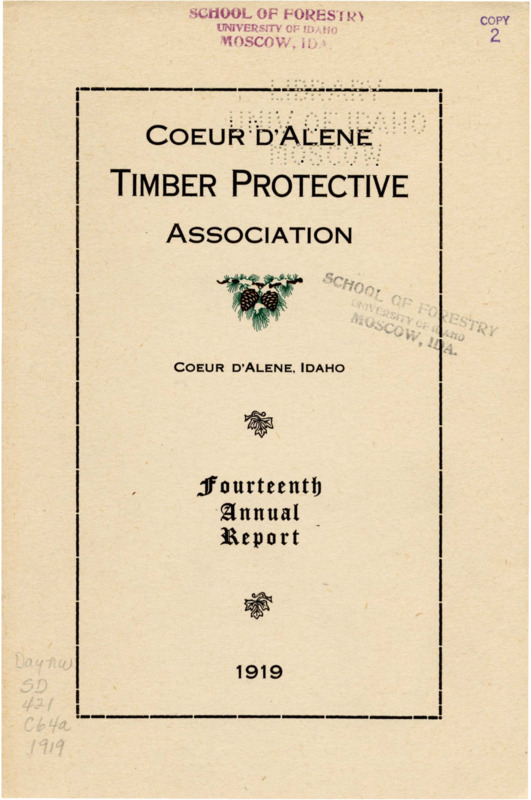 Coeur d'Alene Timber Protective Association Fourteenth Annual Report