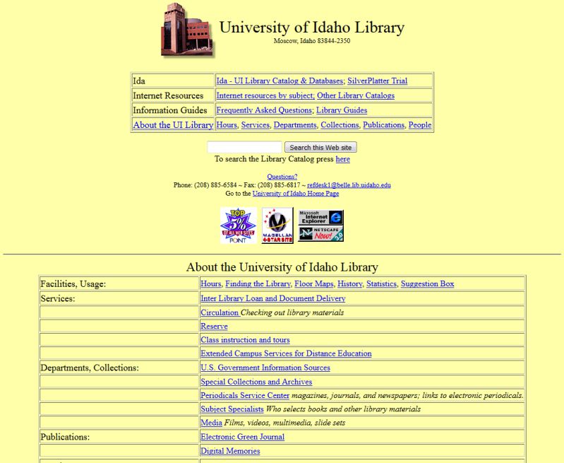 U of I Library website 1997