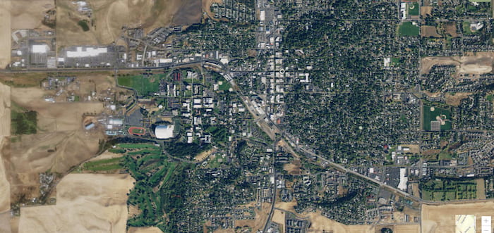 Aerial shot of Moscow Idaho