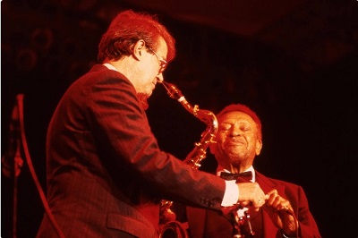 image of Doc Skinner and Lionel Hampton on stage