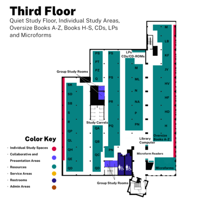 map of Third Floor highlighting services as described in the content