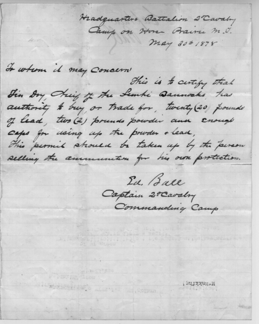Image: Letter, May 30, 1878, from Captain Edward Ball.
