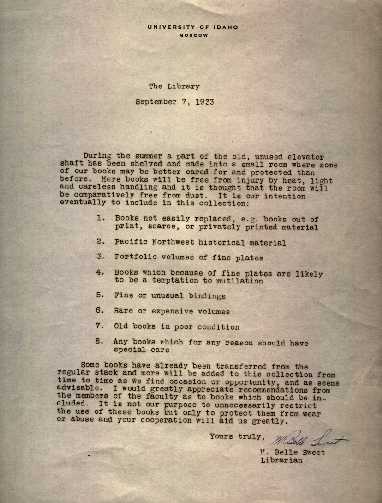 Memo from Belle Sweet, September 7, 1933